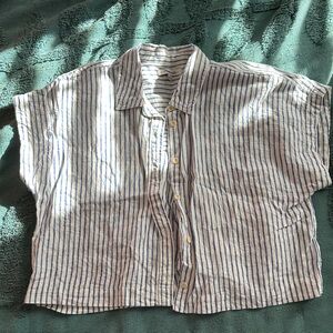 Madewell crop stripe button down large